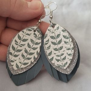 Leather & Glitter Boutique Drop Earrings